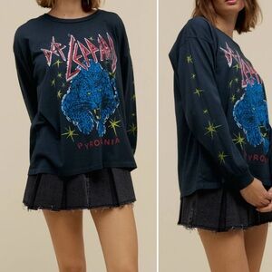 Daydreamer Def Leppard Pyromania Long Sleeve Merch in Vintage Black NWT